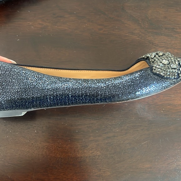 Beautiful Tory Burch Blue flats with Rhinestone Bow Detail size 7.5 - Picture 4 of 6